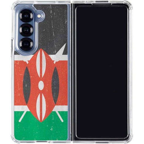 Kenya Flag Distressed Galaxy Z Fold6 Clear Case